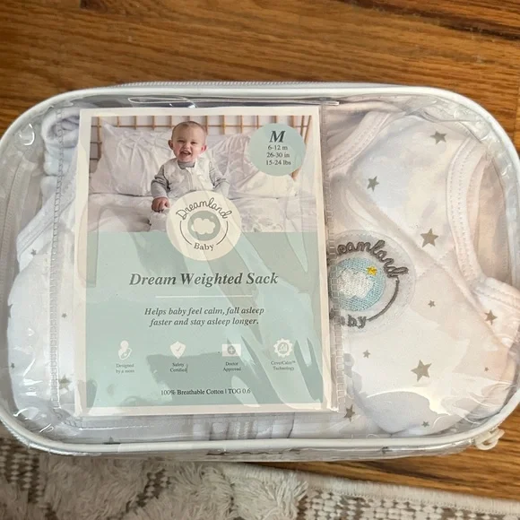 Dreamland Baby Weighted Sleep Sack - Classic White - Picture 1 of 2